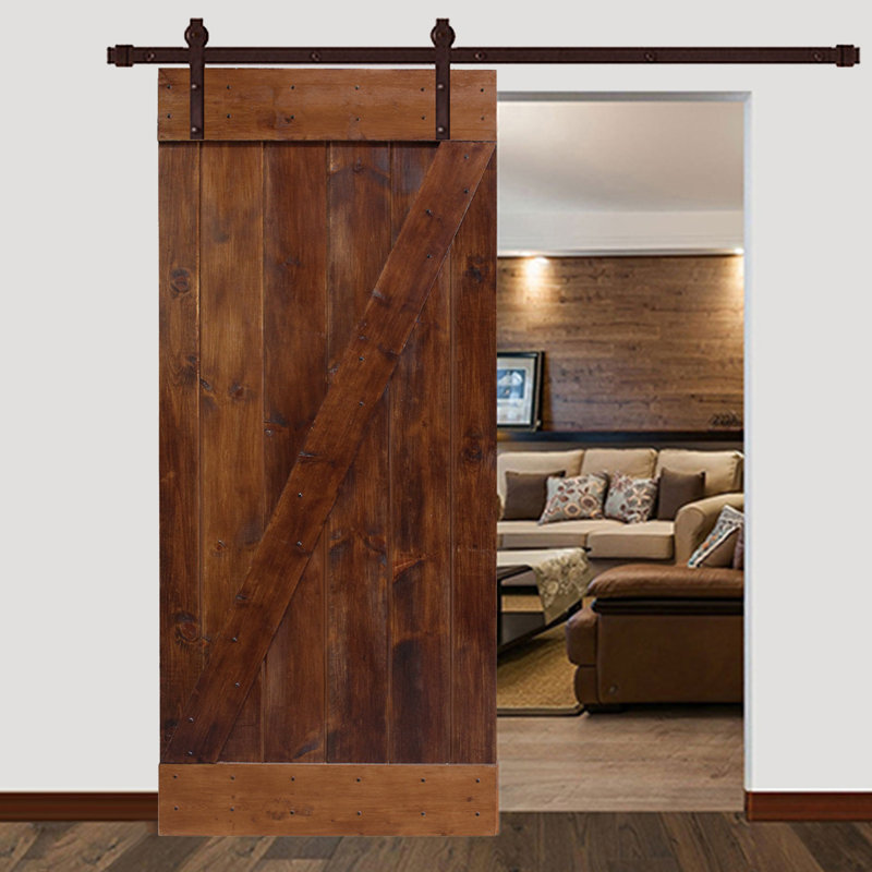 Calhome Solid Wood Panelled Pine Slab Interior Barn Door & Reviews Wayfair